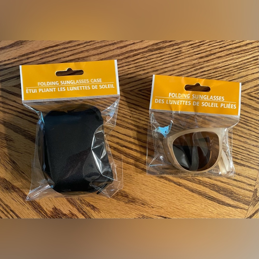 New Foldable Tan Sunglasses & Black Case Packable